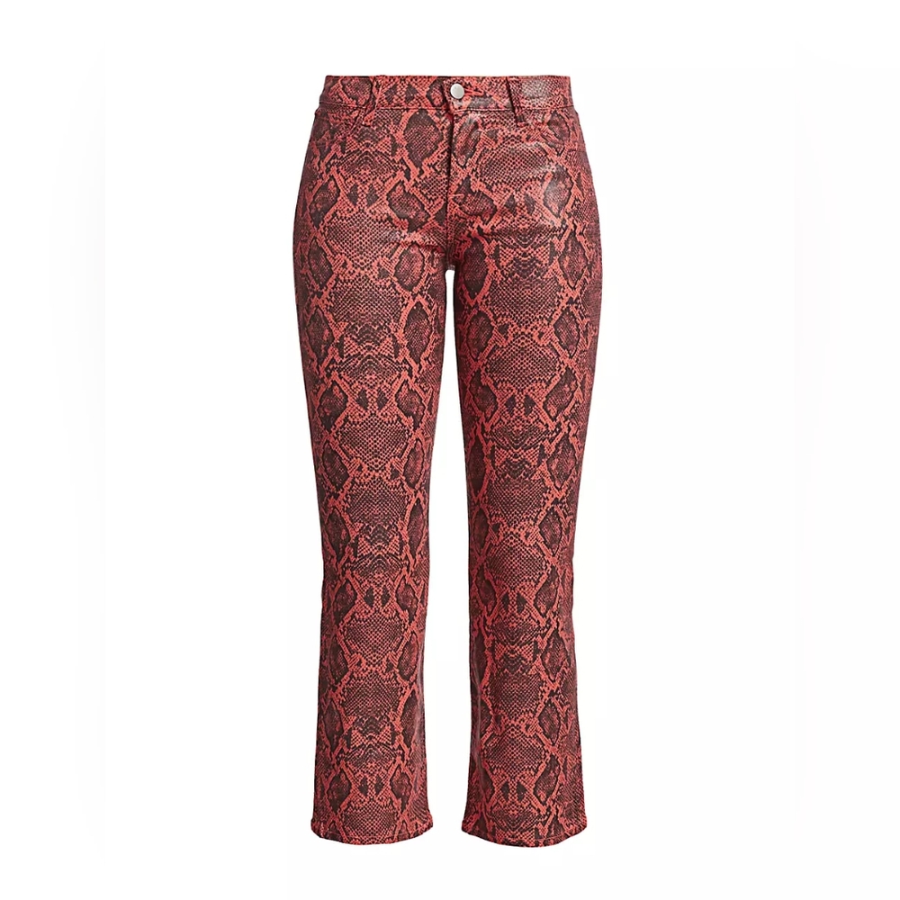 J Brand Selena Snakeskin Print Crop Bootcut Jeans Coated Kalani Boa Size 29 - Picture 2 of 12